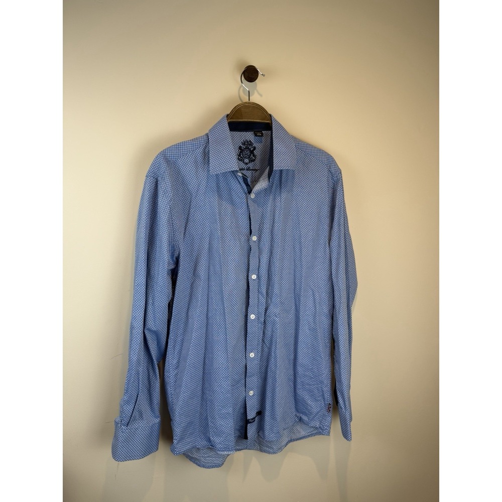 English Laundry Mens Size 16 34/35 Blue Gingham Dress Shirt Long Sleeves - Picture 1 of 11